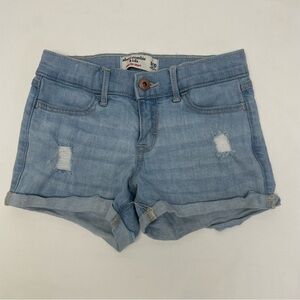 Abercrombie Shortie Short Adjustable Waist Distressed Light Wash Kids Size 9/10